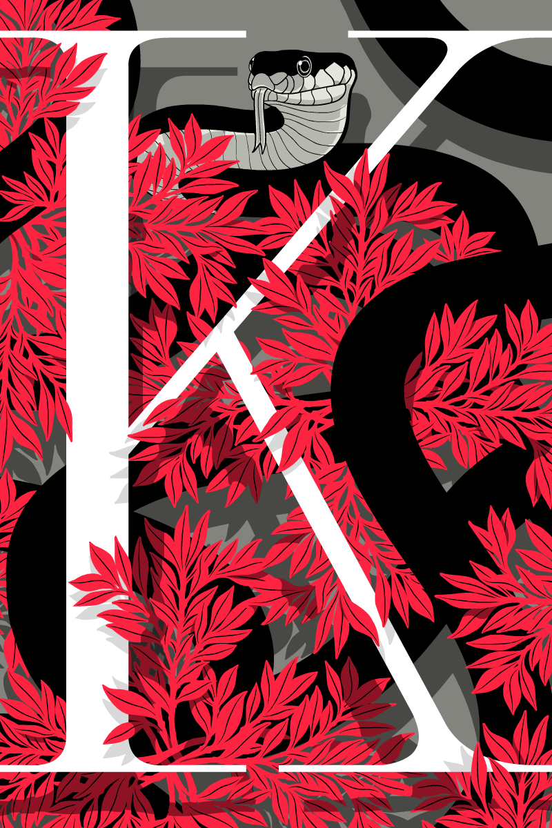 Gianmarco Magnani Illustration - Kopena Snake Letter K Poster