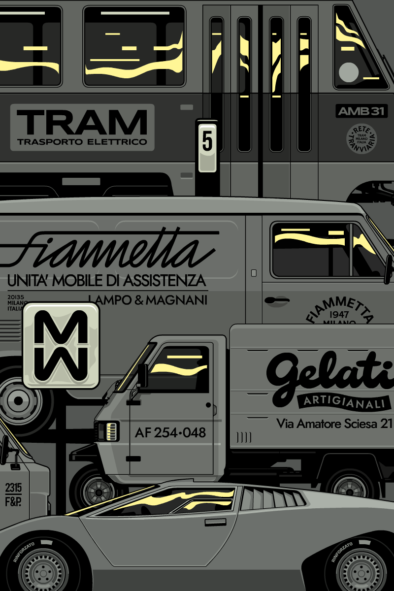 Gianmarco Magnani Illustration - Tarvel to Milan Poster